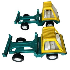 2 Vintage 1969 Hubley Log Truck Gabriel Industries Inc 1911 Pressed Steel Green